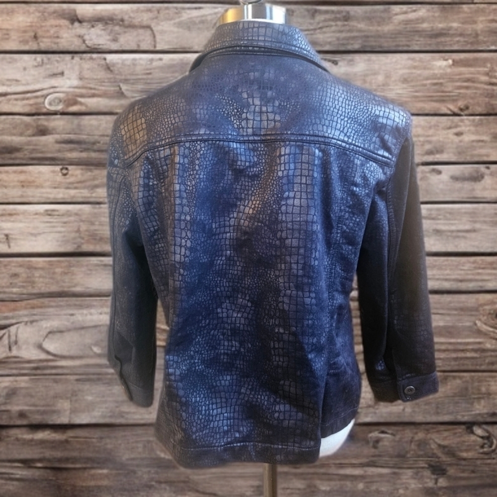 Ruby Rd. Black Croc-Embossed Leather Jacket - Picture 2 of 5